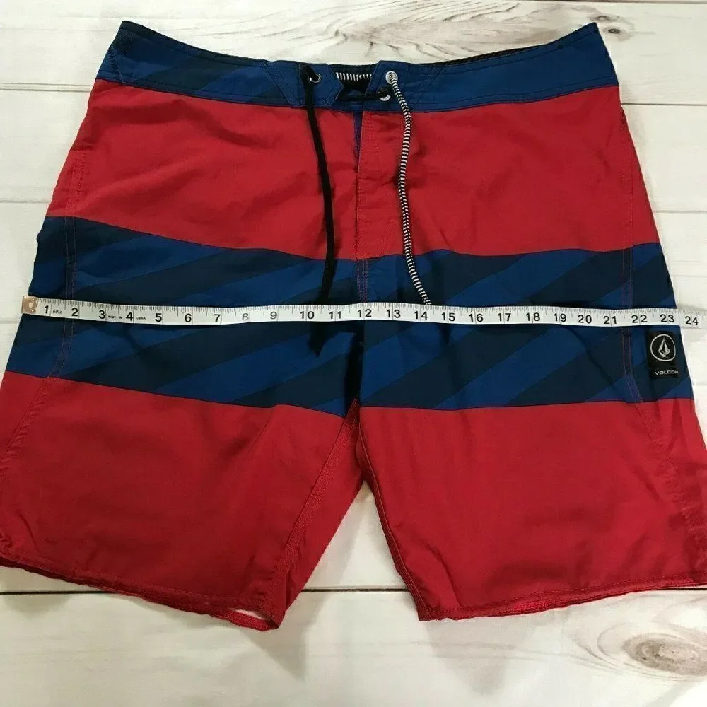 Volcom Mens Mod Tech Red Blue Board Shorts Size 36 - Picture 8 of 10